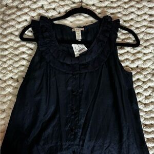 New silk and cotton J. Crew Navy Blue Blouse